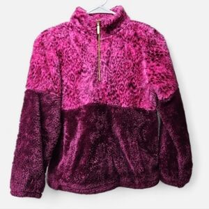 Lilly Pulitzer Mini Keala Sherpa Popover Pink Maroon Sz XL 12 14